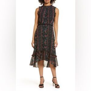 JULIA JORDAN
Sleeveless Mock Neck Midi Dress In Black Multi
